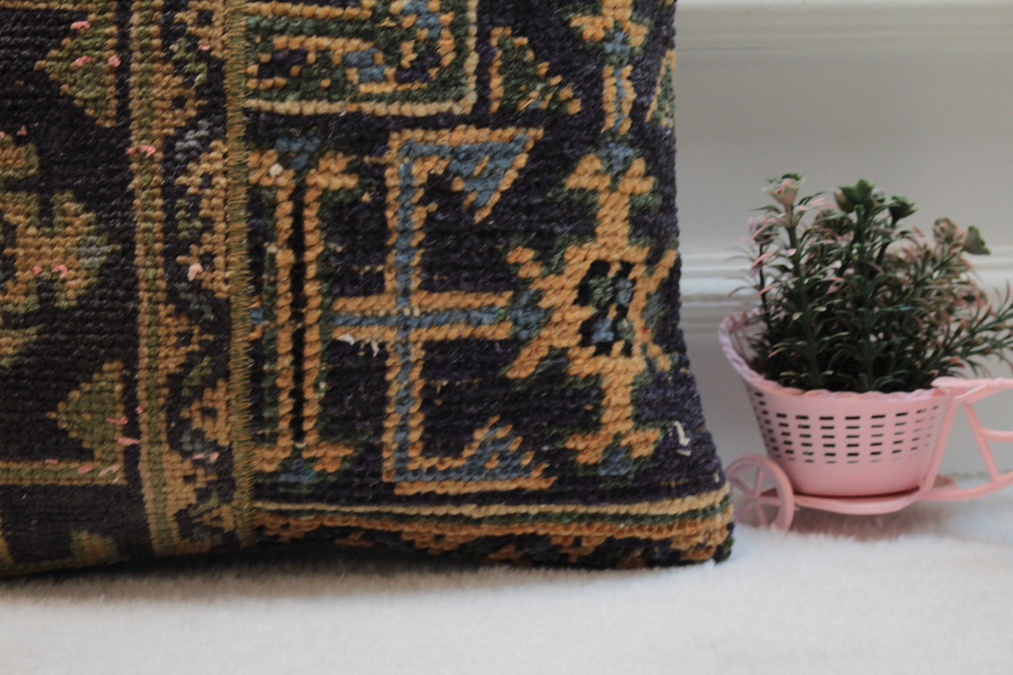 Handmade Kilim Pillow Cover: Ethnic Woven Rug, 16x16 Corner Decor