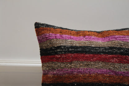 Striped Kilim Pillow Cover: Handmade Upcycled Wool, 16x16 inch