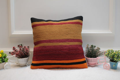 Handmade Kilim Pillow Cover: Boho Home Decor, 16x16 inch