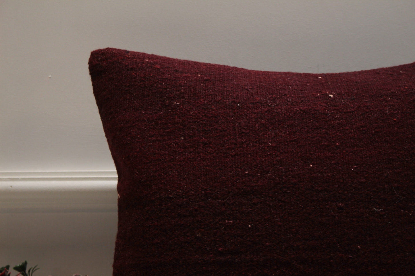 Red Kilim Pillow Cover: 16x16 Square Vintage Turkish Wool