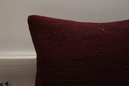 Red Kilim Pillow Cover: 16x16 Square Vintage Turkish Wool