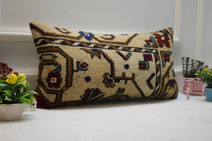 Anatolian Kilim Pillow Cover: Vintage Turkish Rug, 12x24 inch