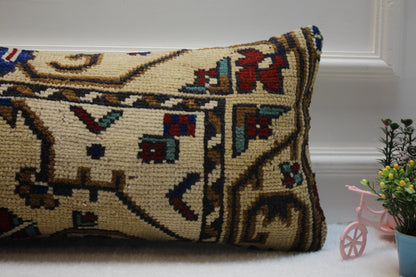 Anatolian Kilim Pillow Cover: Vintage Turkish Rug, 12x24 inch