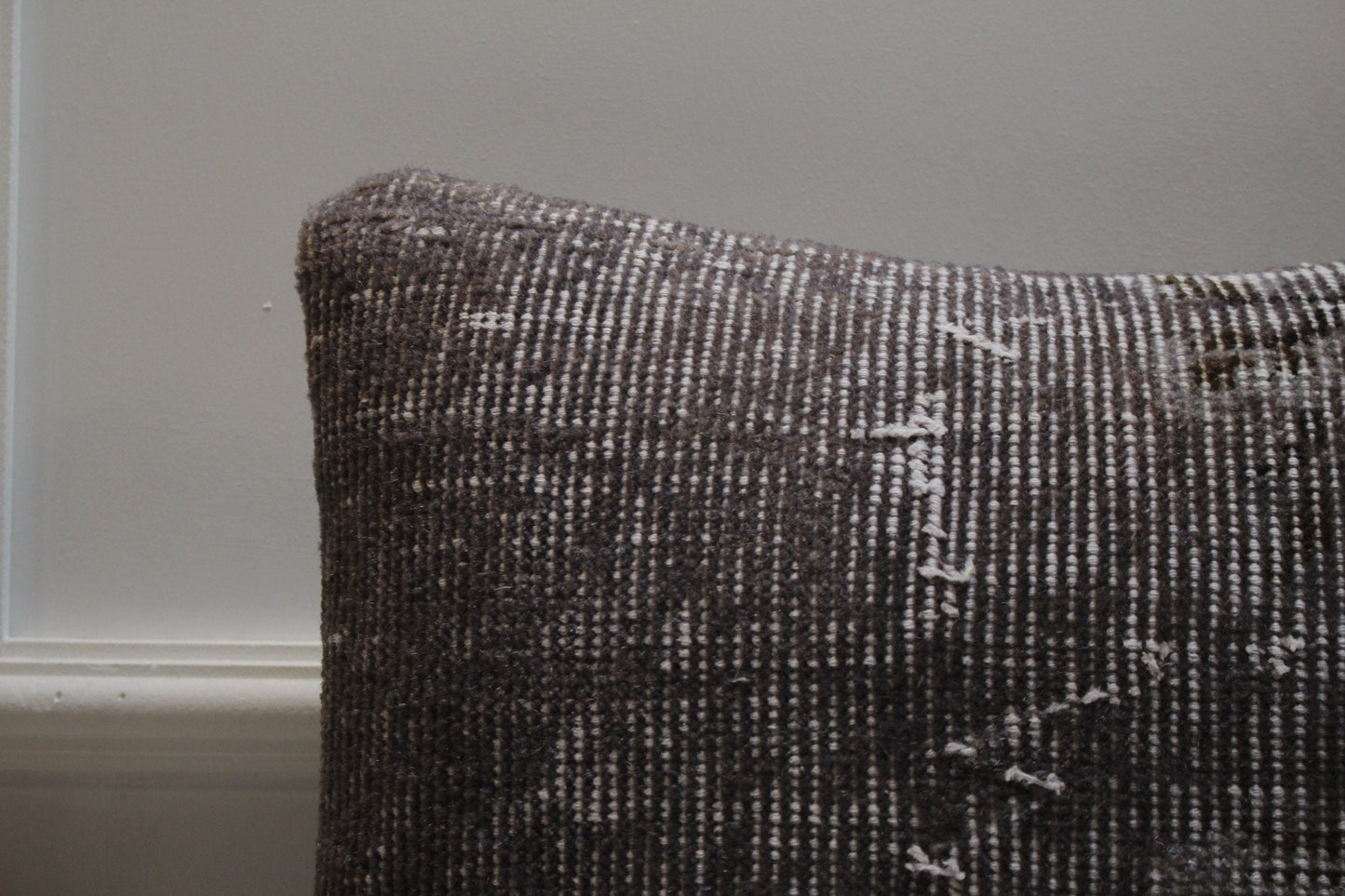 Gray Turkish Rug Pillow Cover: 16x16 Square Kilim Pillow