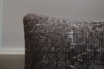 Gray Turkish Rug Pillow Cover: 16x16 Square Kilim Pillow
