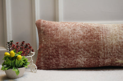 Handmade Turkish Kilim Pillow Cover: Upcycled Woven Rug, Boho Cushion (12x36 in)