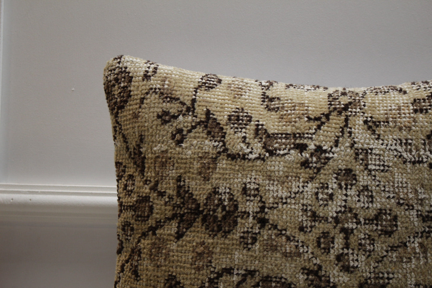 Floral Turkish Rug Pillow: 16x16 Boho Decor