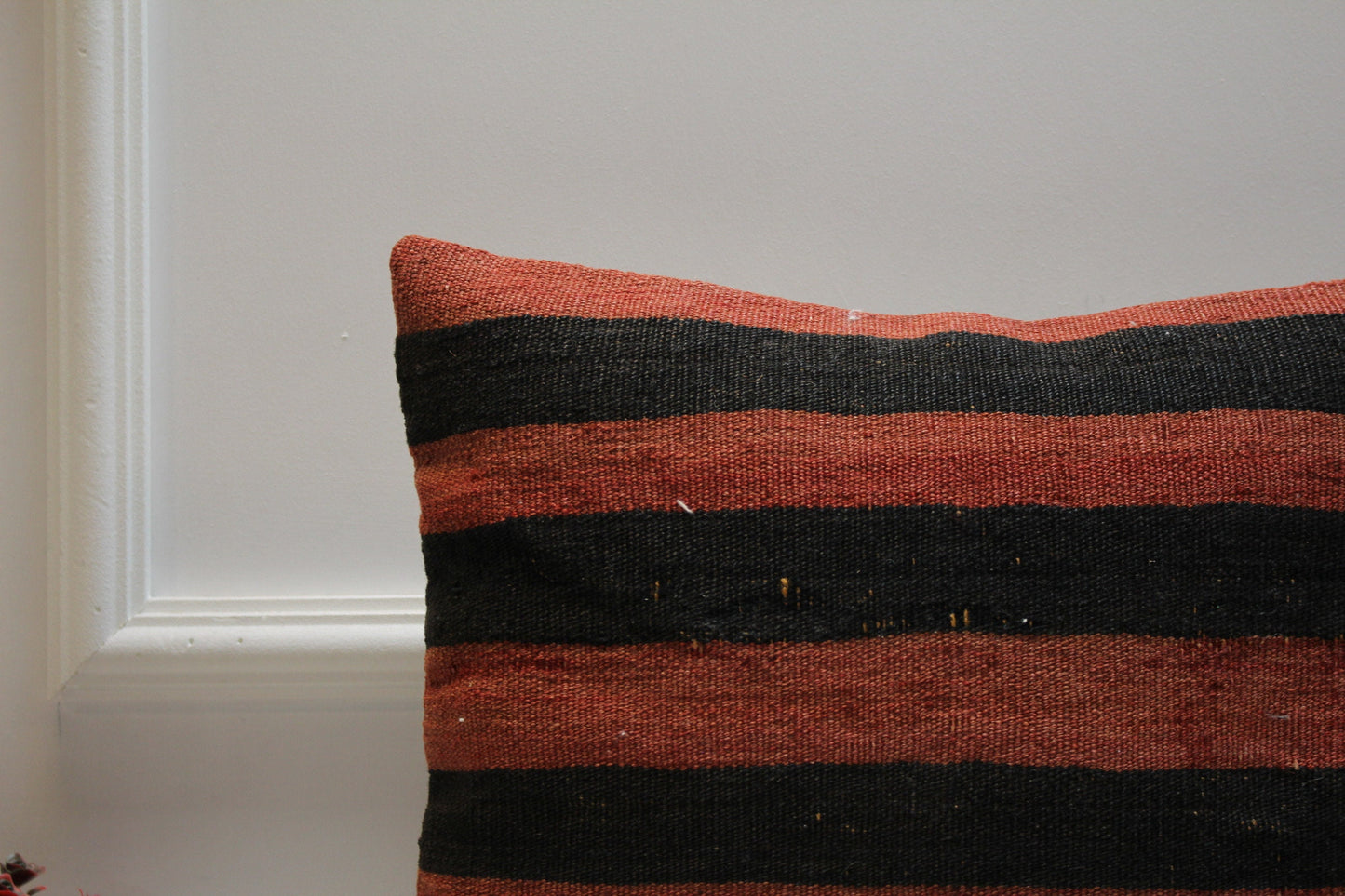 Handmade Kilim Pillow Cover: Striped Woven Rug, 16x16 inc