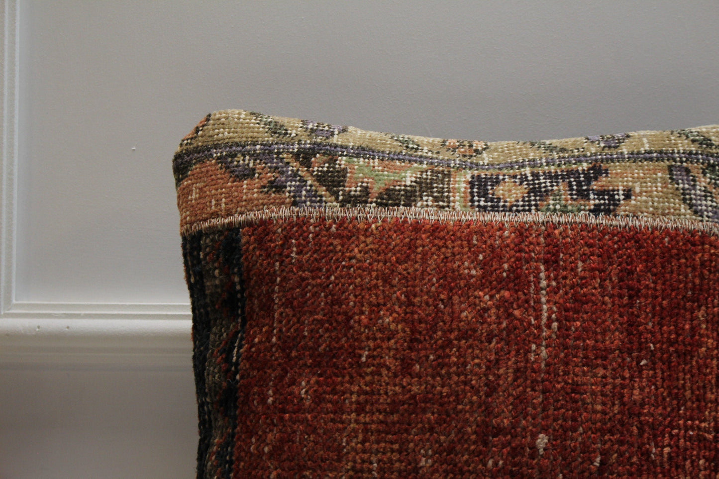 Handmade Turkish Rug Pillow Cover: Upcycled Kilim, Bohemian Decor (16x16 in)