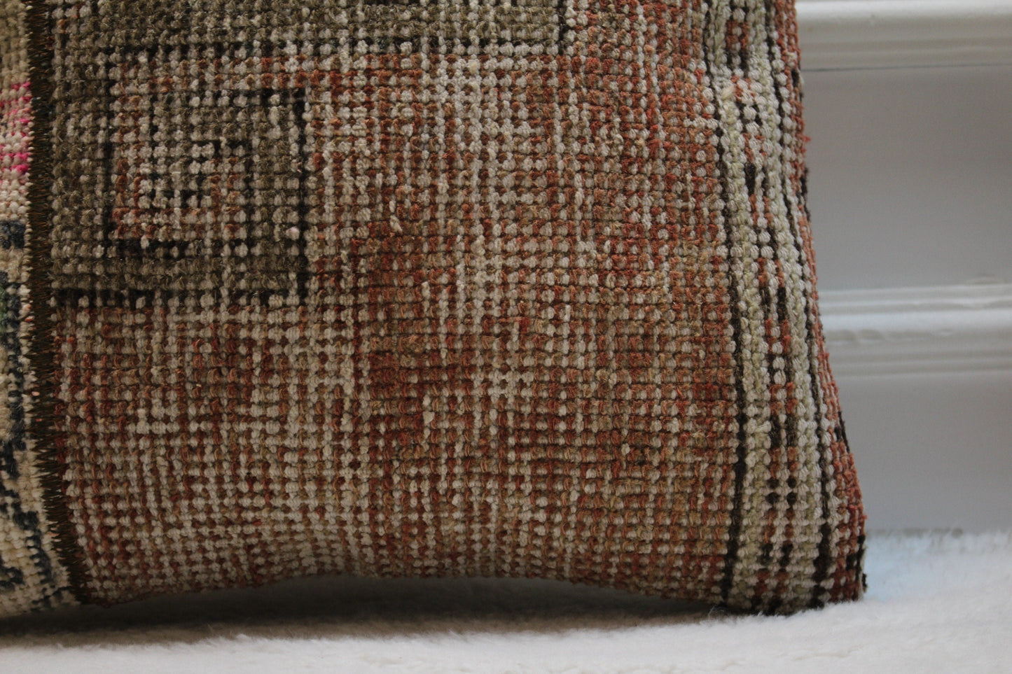 Handmade Kilim Pillow Cover: Upcycled Turkish Rug, Bohemian Decor (16x16 in