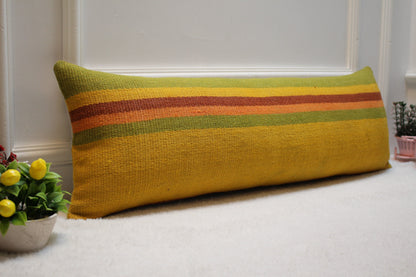 Geometric Kilim Pillow Cover: Upcycled Vintage Rug, 12x36 inch