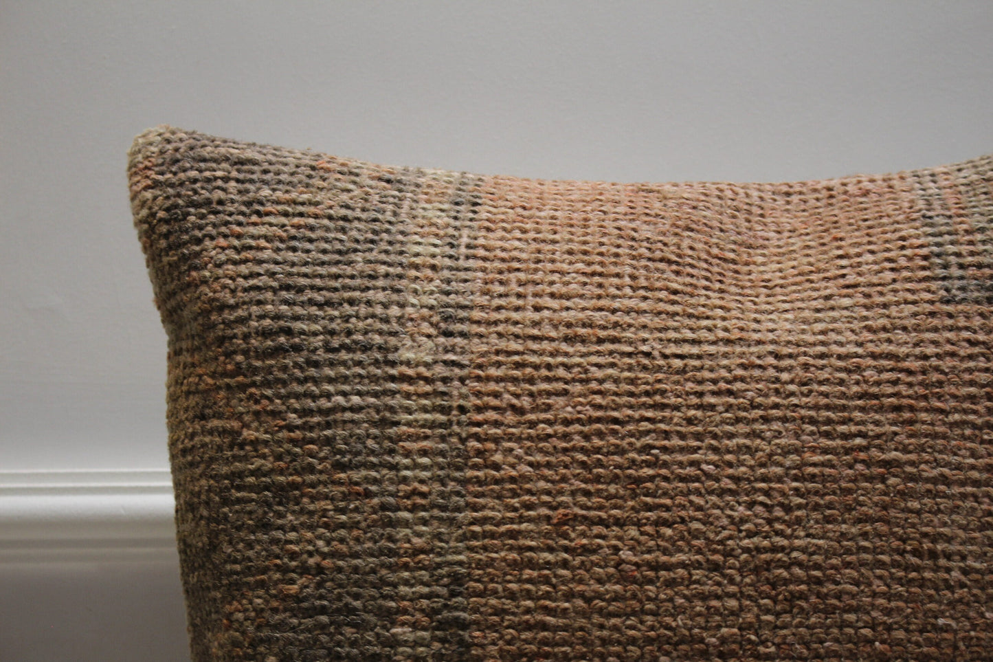 Handmade Kilim Pillow Cover: Upcycled Woven Wool Rug, Bohemian Decor (16x16 in)