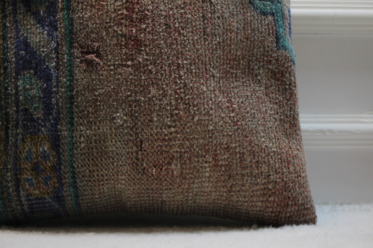 Handmade Kilim Pillow Cover: Vintage Turkish Rug, Blue Beige (16X16 inc.)