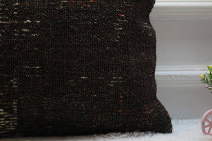 Handmade Kilim Pillow Cover: Bohemian Woven Rug Pillow, 16x16 inch