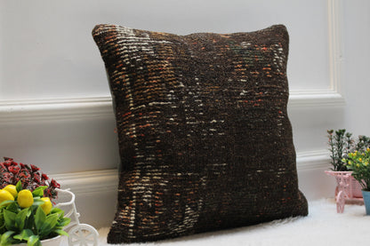 Handmade Kilim Pillow Cover: Bohemian Woven Rug Pillow, 16x16 inch