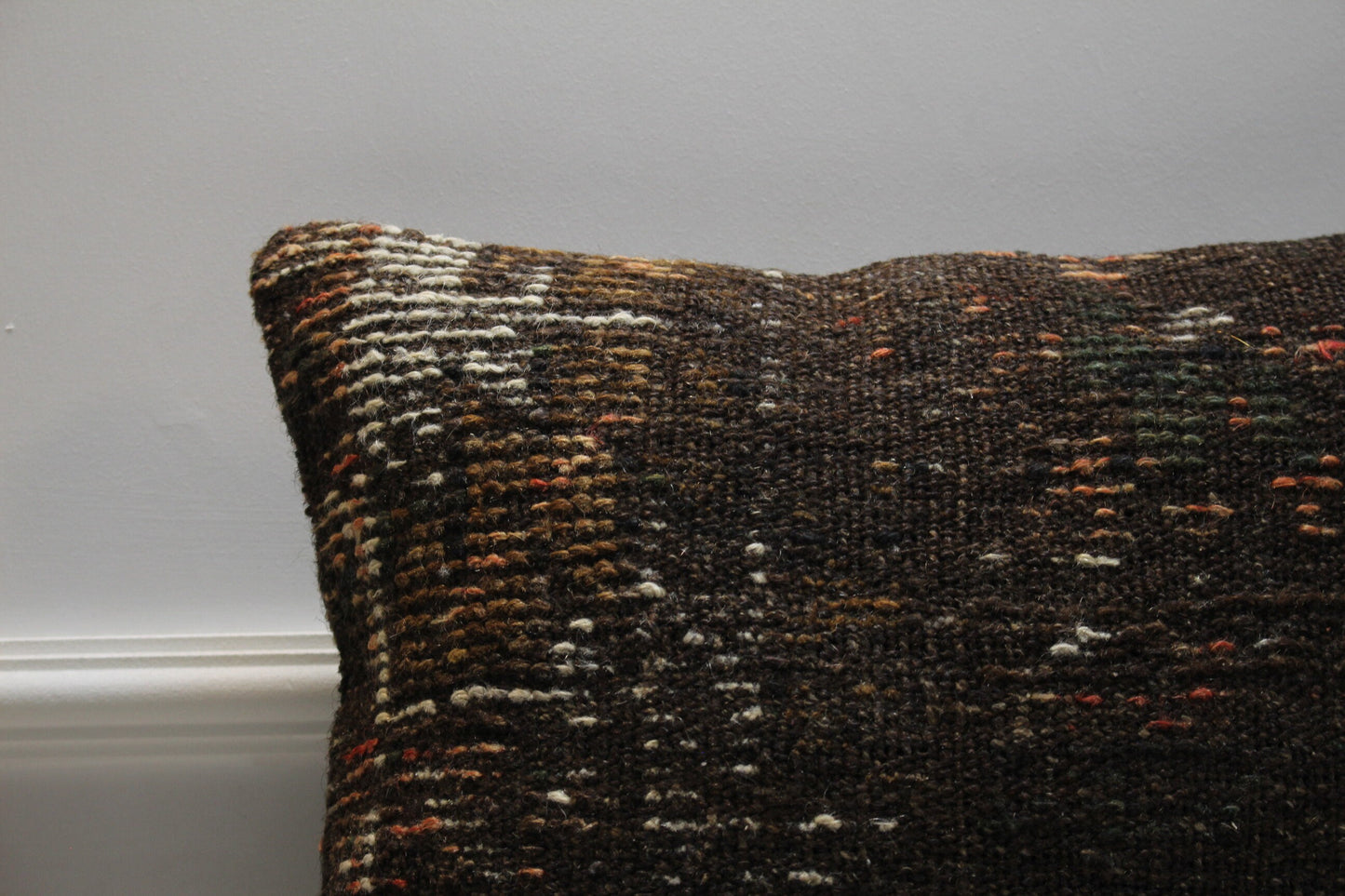Handmade Kilim Pillow Cover: Bohemian Woven Rug Pillow, 16x16 inch
