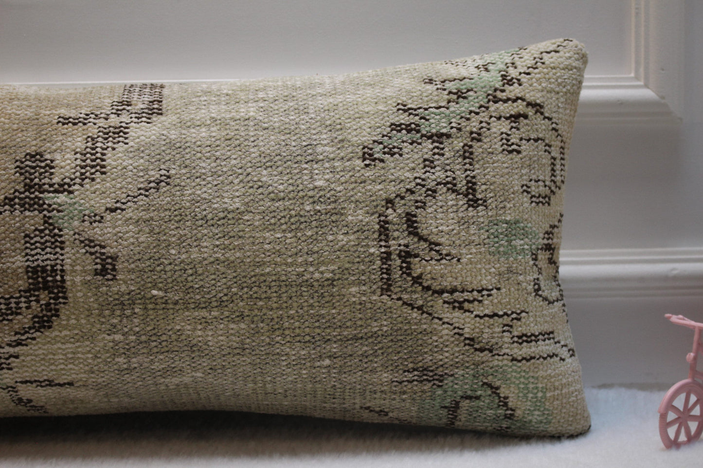 Vintage Turkish Rug Lumbar Pillow Cover: 12x24 inc, Beige Brown