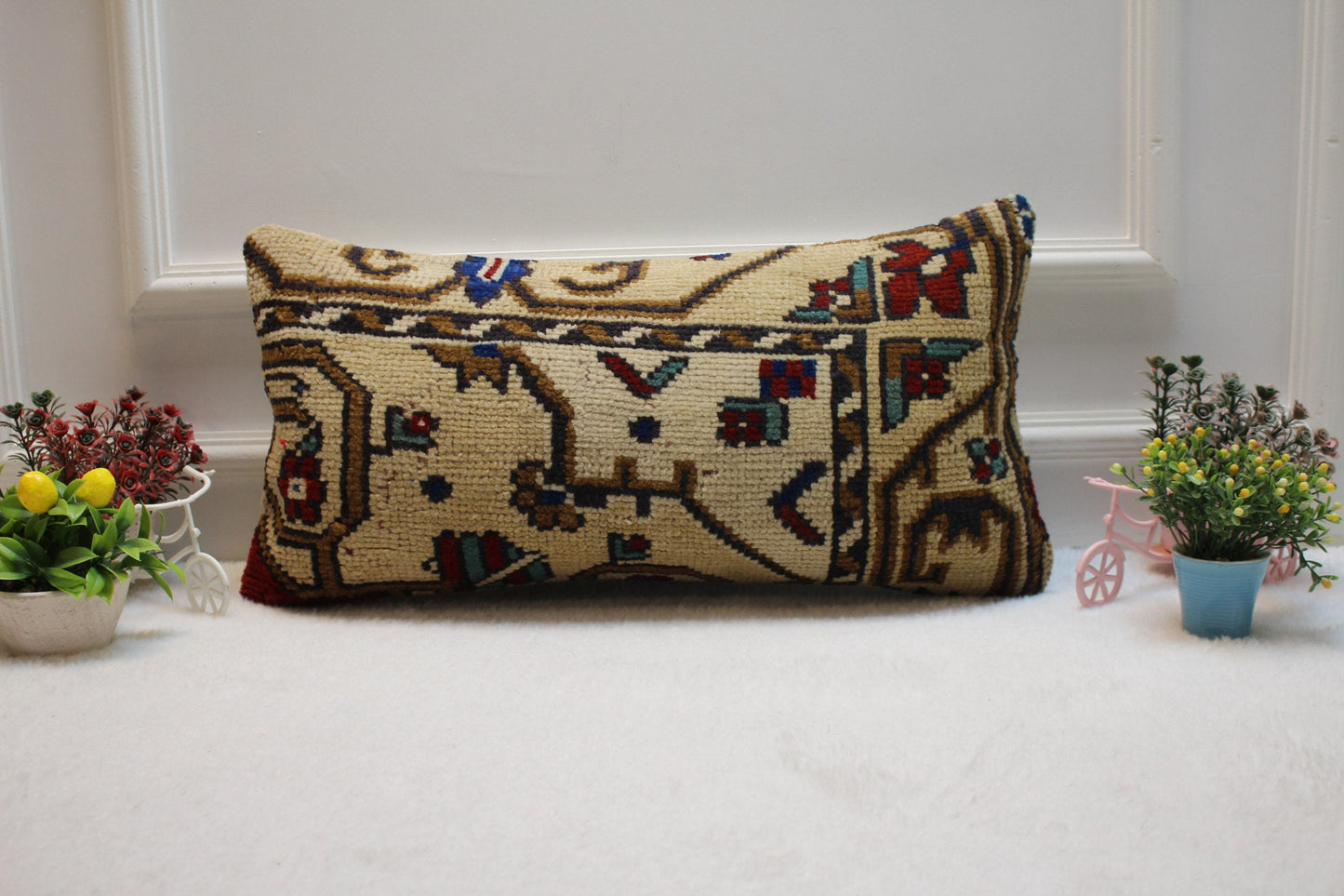 Anatolian Kilim Pillow Cover: Vintage Turkish Rug, 12x24 inch