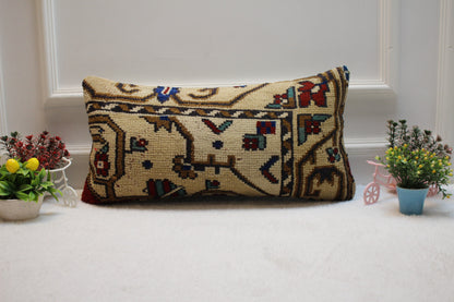 Anatolian Kilim Pillow Cover: Vintage Turkish Rug, 12x24 inch