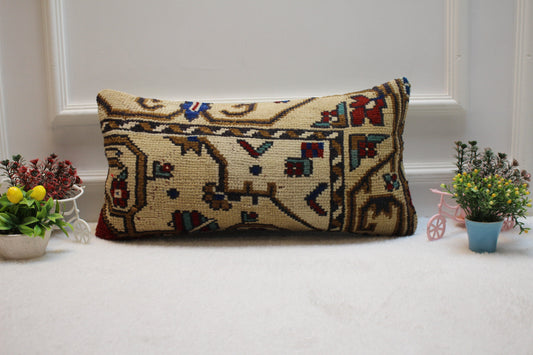Anatolian Kilim Pillow Cover: Vintage Turkish Rug, 12x24 inch