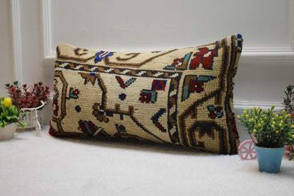 Anatolian Kilim Pillow Cover: Vintage Turkish Rug, 12x24 inch