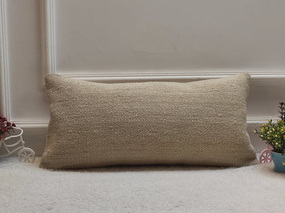 Vintage Kilim Lumbar Pillow Cover: Upcycled Woven Rug, 12x24 inch