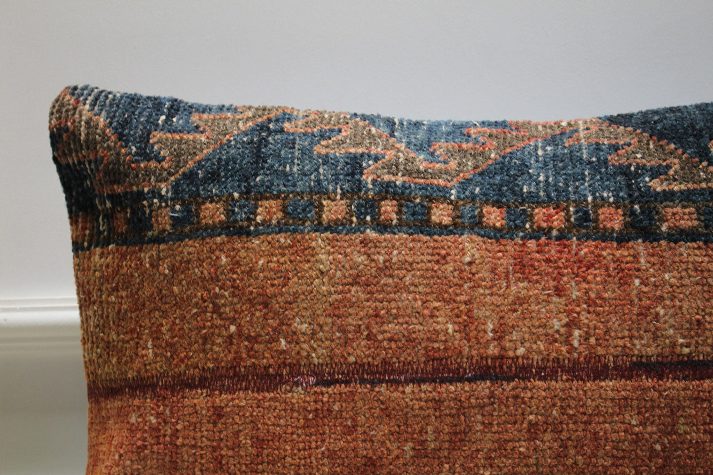 Handmade Kilim Lumbar Pillow Cover: Upcycled Woven Rug, Boho Home Decor (16x24 in)