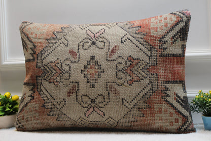 Handmade Kilim Pillow Cover: Upcycled Woven Rug, 16x24 inch