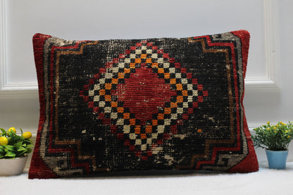 Handmade Kilim Pillow Cover: Ethnic Woven Rug, 16x24 inch
