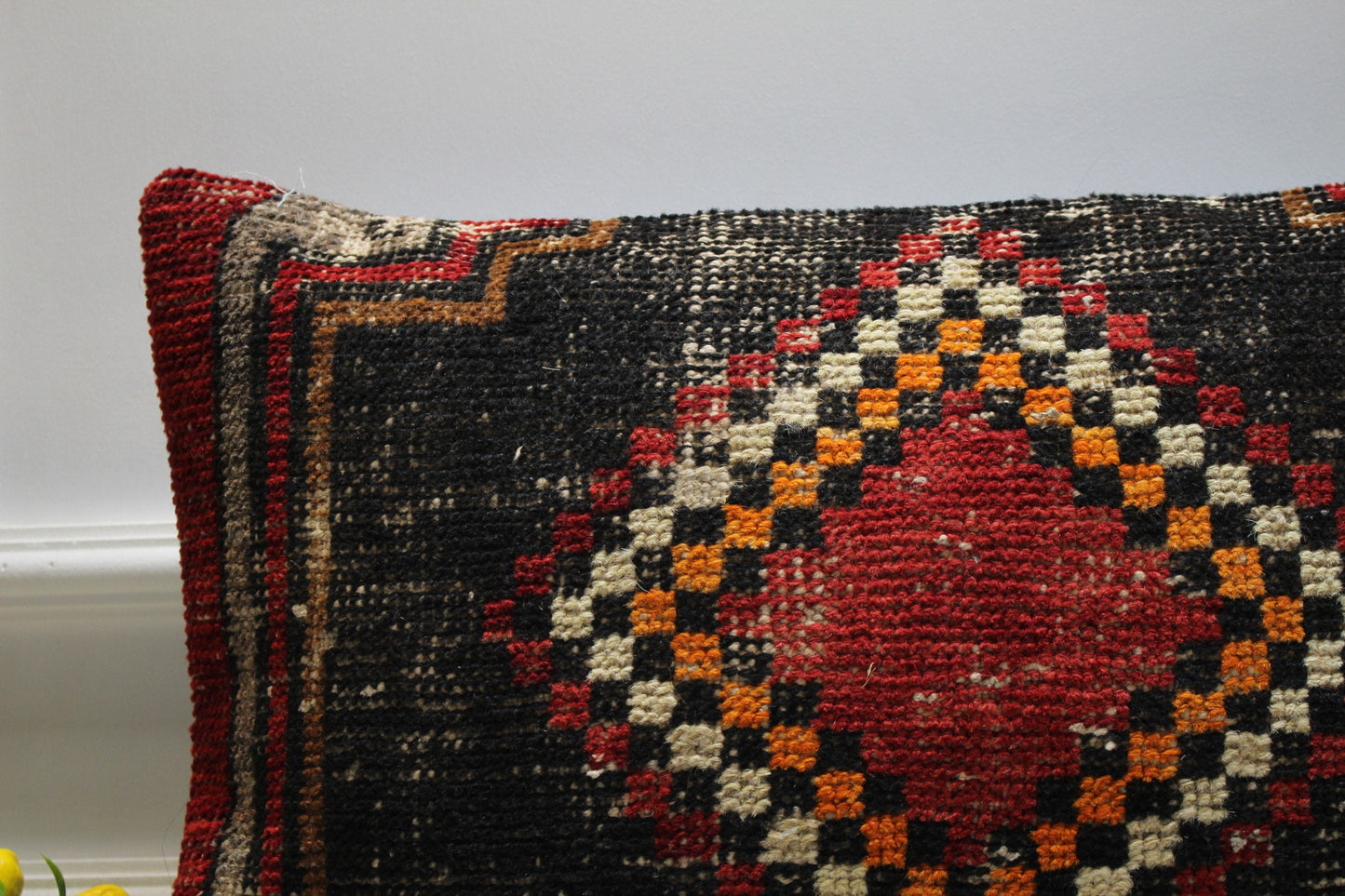 Handmade Kilim Pillow Cover: Ethnic Woven Rug, 16x24 inch