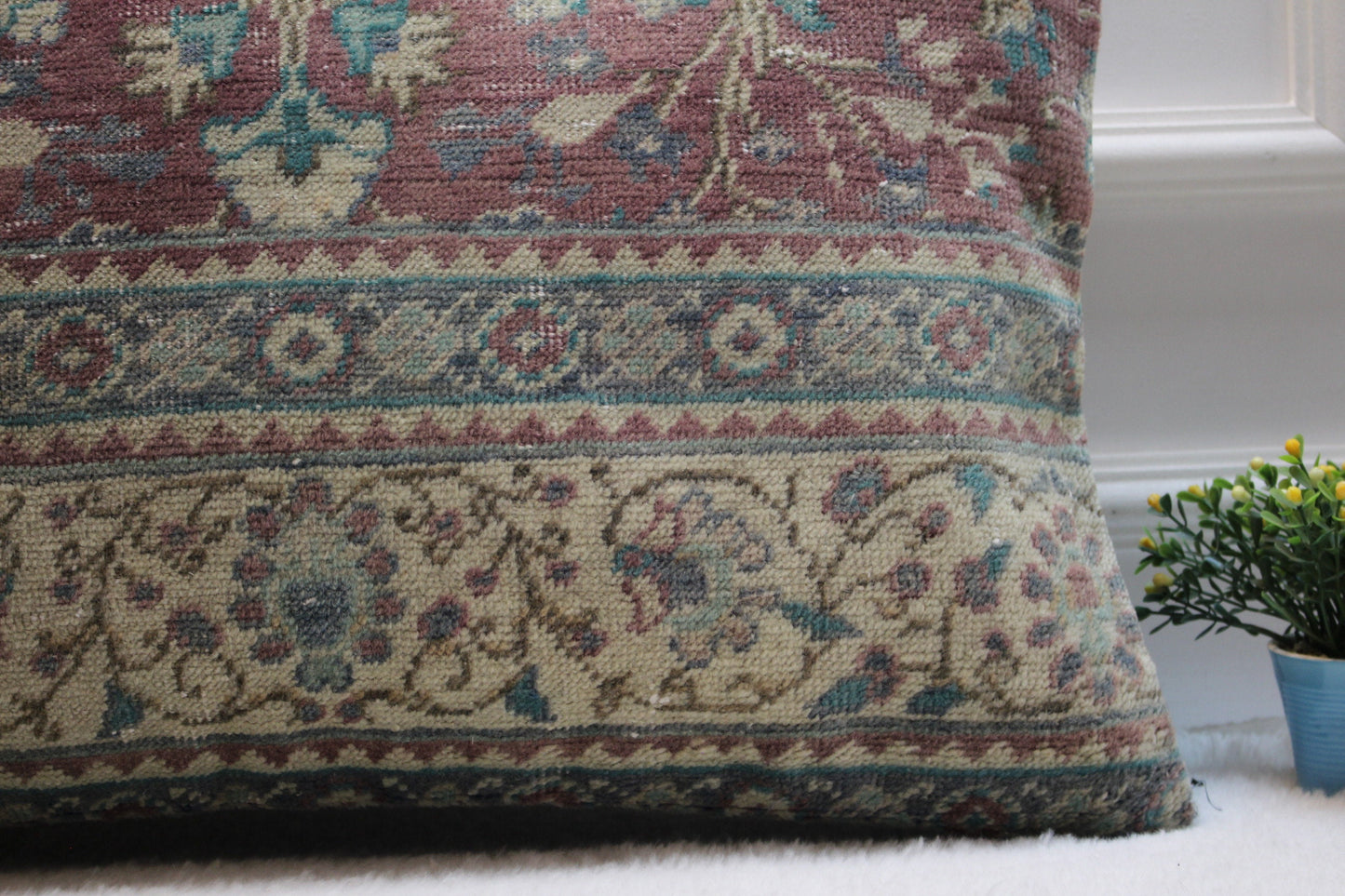Handmade Turkish Kilim Lumbar Pillow Cover: Upcycled Rug, 16x24 inc