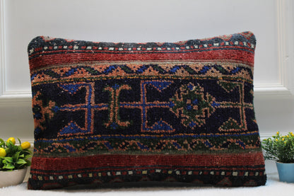 Handmade Kilim Pillow Cover (16x24 inch): Upcycled Woven Rug