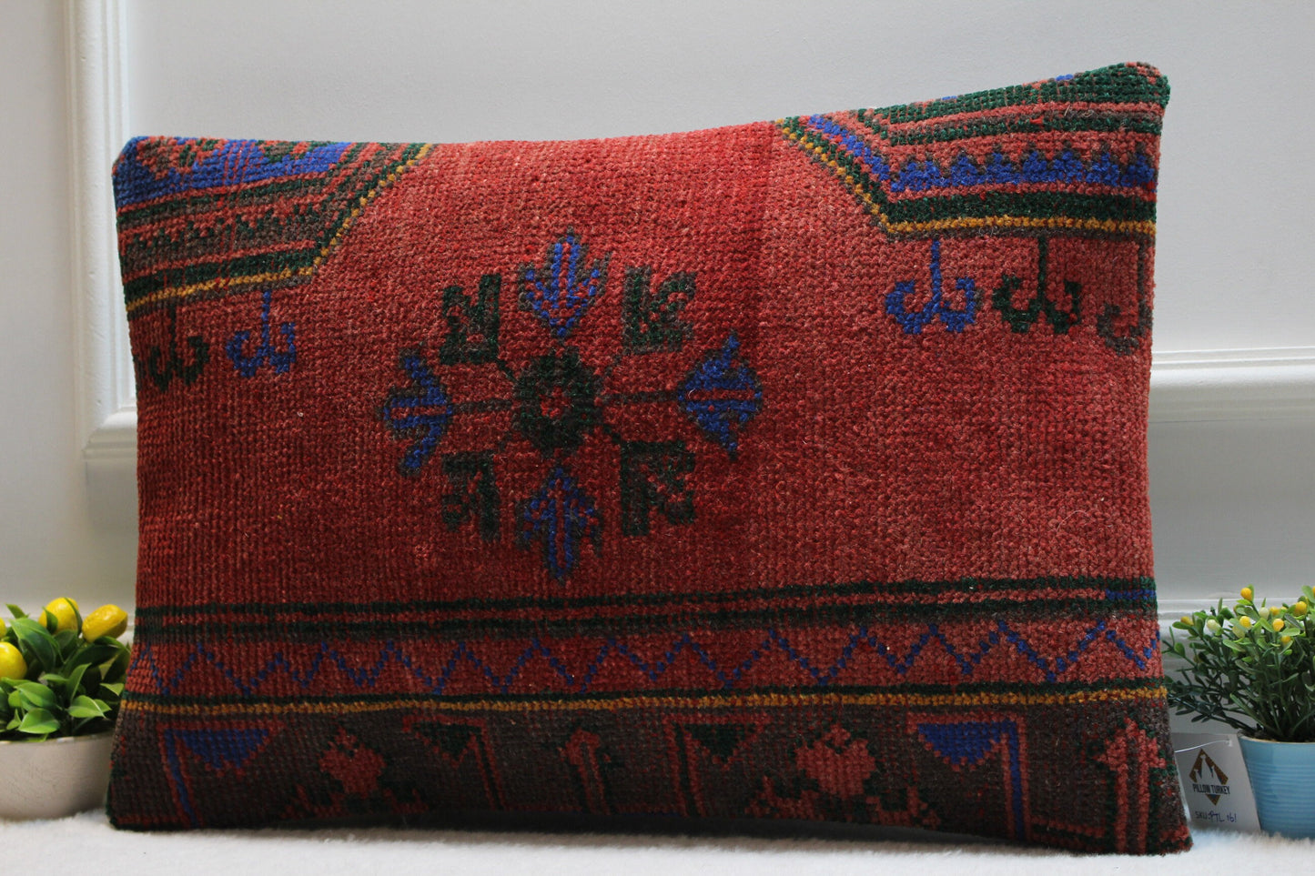 Handmade Floral Kilim Pillow Cover: Upcycled Anatolian Rug, 16x24 Lumbar