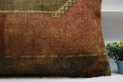 Handmade Kilim Lumbar Pillow Cover: Upcycled Turkish Rug, 16x24 inch