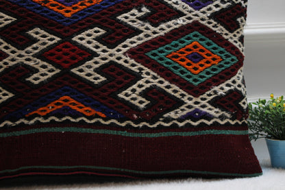 Handmade Turkish Kilim Pillow Cover: Ethnic Woven Wool (16x24 inc)