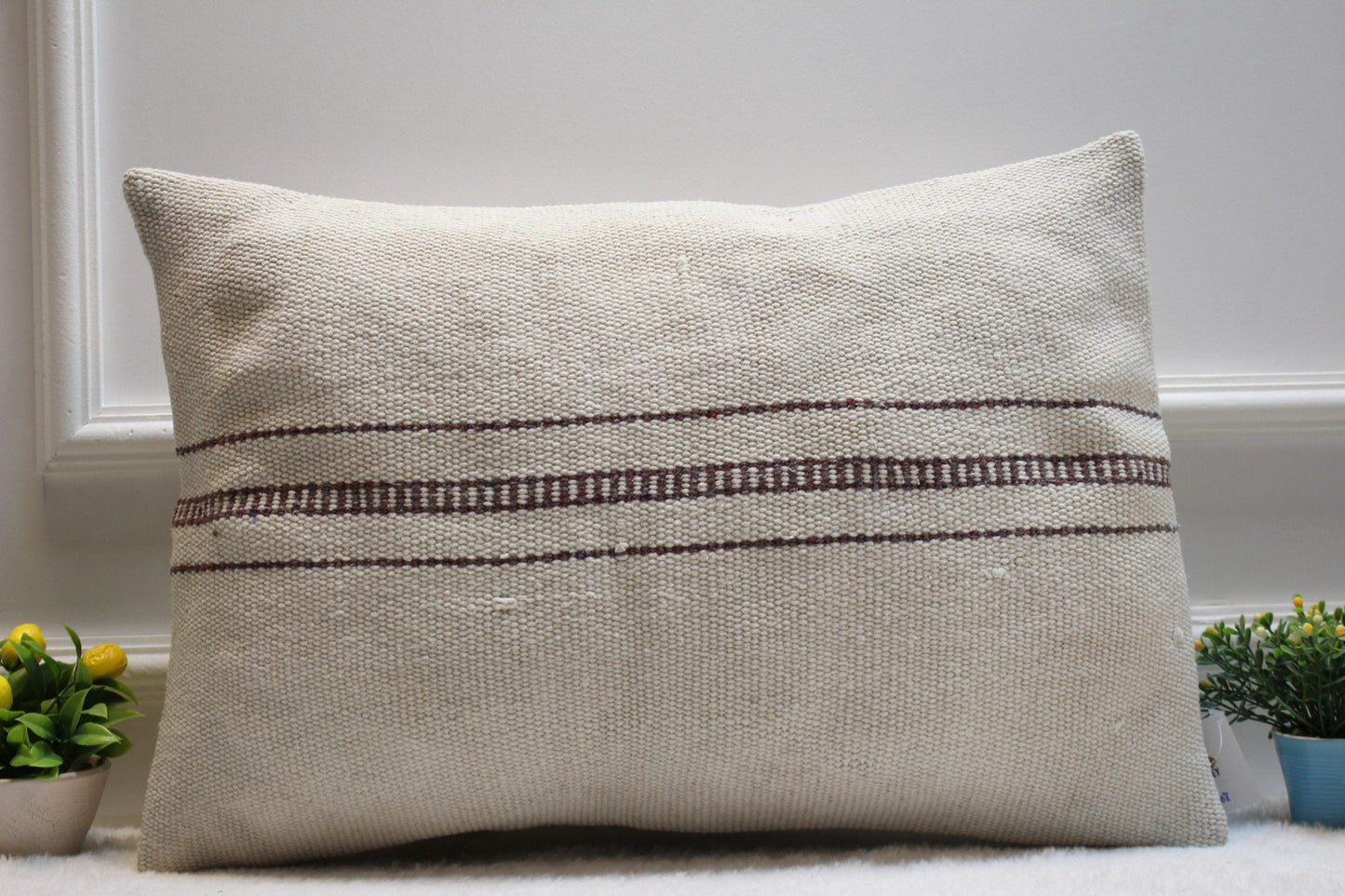 Handmade Kilim Lumbar Pillow Cover: Upcycled Vintage Rug, 16x24 inch
