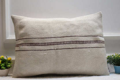 Handmade Kilim Lumbar Pillow Cover: Upcycled Vintage Rug, 16x24 inch
