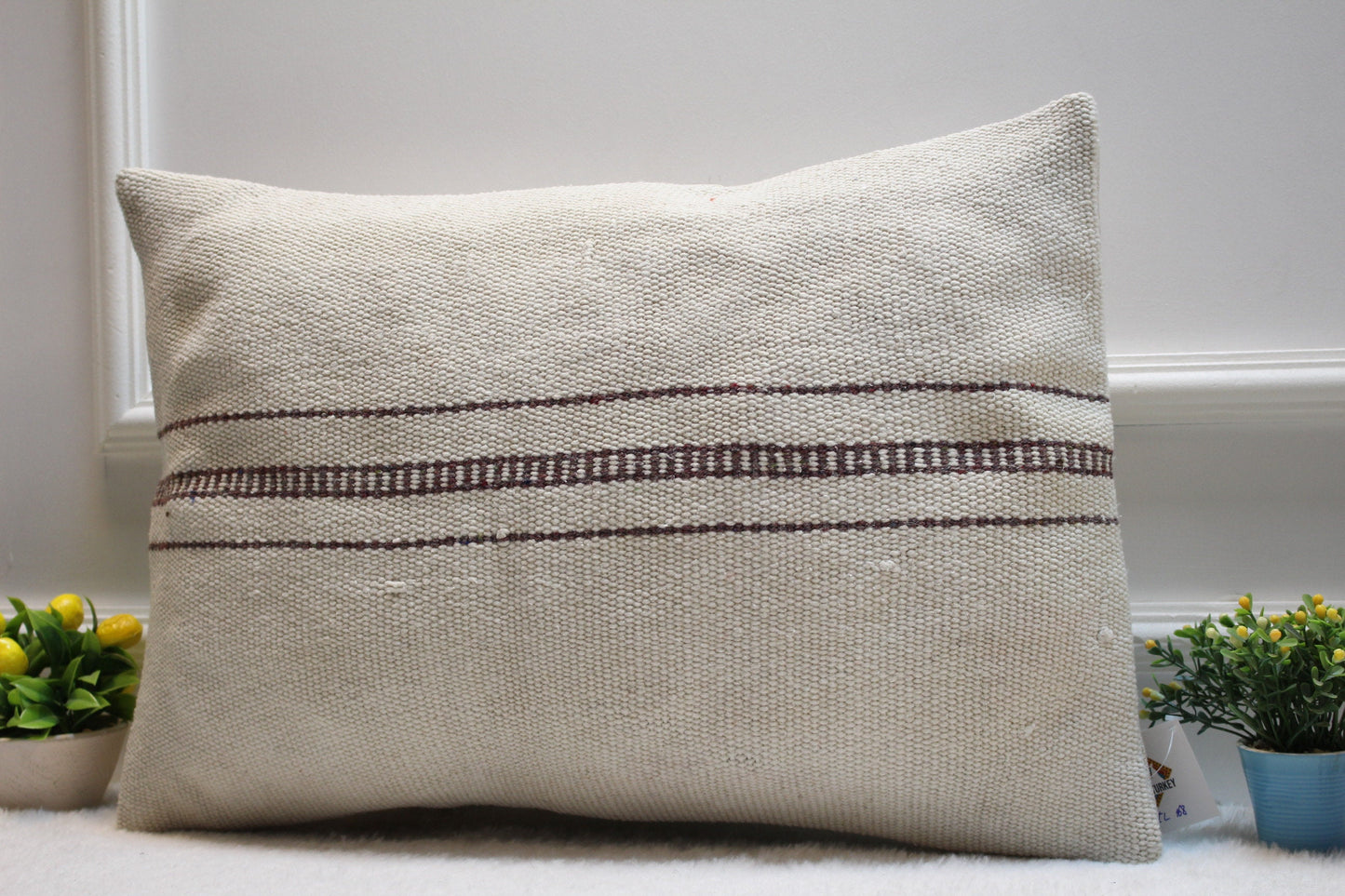 Handmade Kilim Lumbar Pillow Cover: Upcycled Vintage Rug, 16x24 inch