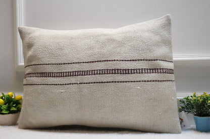 Handmade Kilim Lumbar Pillow Cover: Upcycled Vintage Rug, 16x24 inch