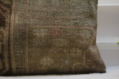 Handmade Turkish Rug Pillow Cover: Vintage Kilim, 16x16 inch