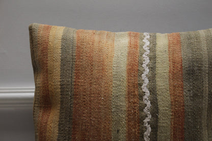Handmade Kilim Pillow Cover: Upcycled Woven Wool, 16x16 inc