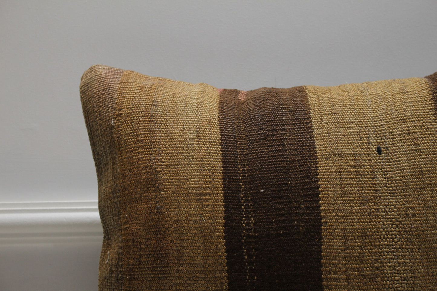 Handmade Kilim Pillow Cover: Brown Woven Rug, 16x16 inch