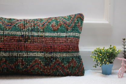 Handmade Kilim Pillow Cover: Ethnic Boho Rug Pillow, 12x24 inch