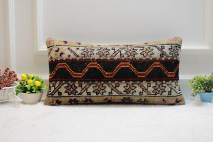 Handmade Turkish Kilim Lumbar Pillow Cover 12x24: Boho Decor