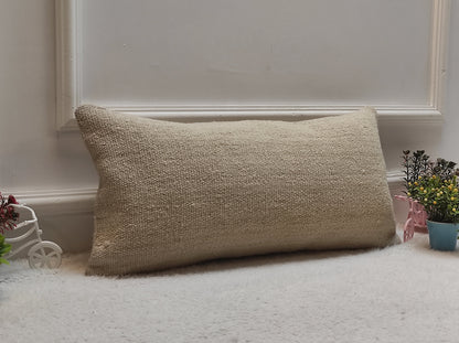 Vintage Kilim Lumbar Pillow Cover: Upcycled Woven Rug, 12x24 inch