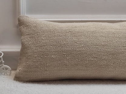 Vintage Kilim Lumbar Pillow Cover: Upcycled Woven Rug, 12x24 inch
