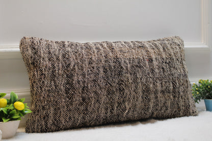 Handmade Kilim Pillow Cover: Organic Wool Boho Decor (12x24 inc)