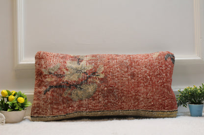 Handmade Turkish Rug Lumbar Pillow Cover: Upcycled Wool, 12x24 inc