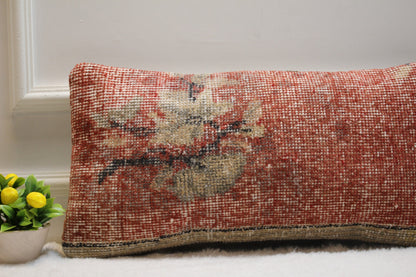 Handmade Turkish Rug Lumbar Pillow Cover: Upcycled Wool, 12x24 inc