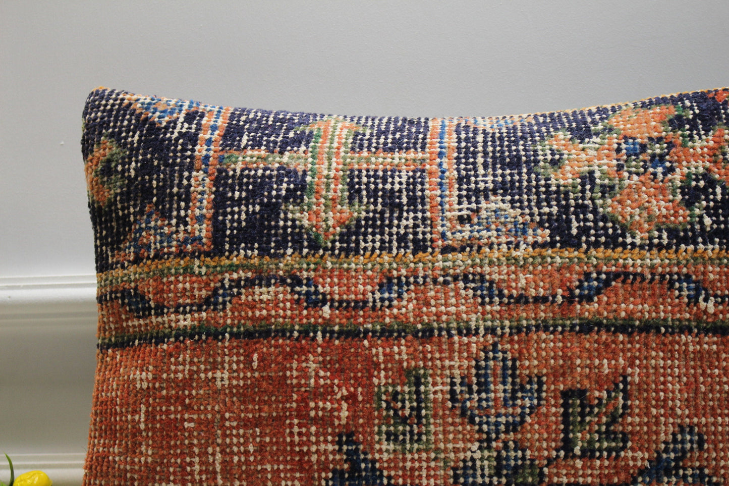 Vintage Turkish Rug Pillow Cover: Handmade Kilim Lumbar Pillow (16x24 inch)